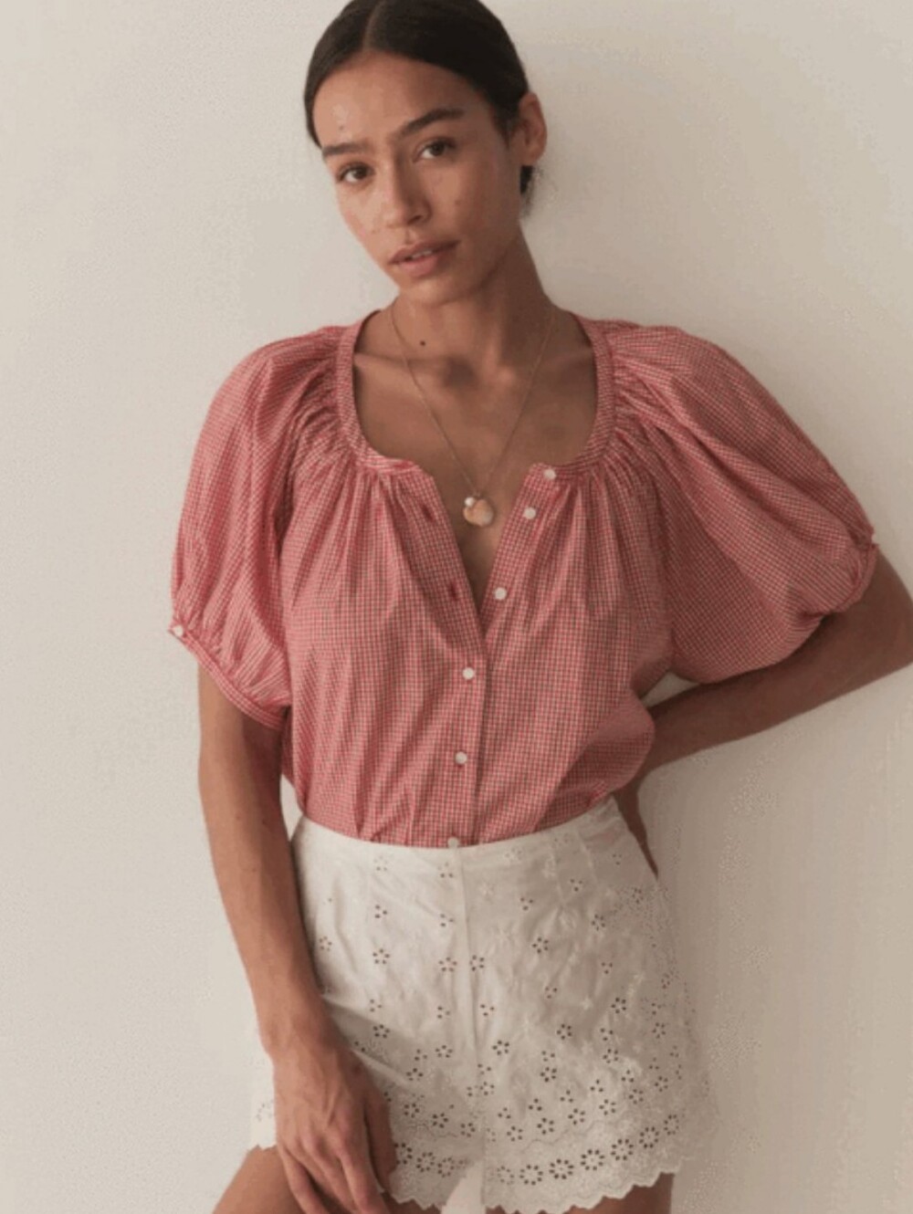 PRICE IS FIRM - Doen June Top Cerise Paris Gingham Medium